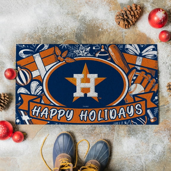 Houston Astros 28" x 16" Happy Holidays Christmas Turf Door Mat