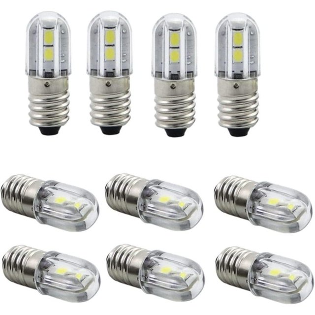Paquete de 10, bombilla LED E10 de 120 VCA o CC, luz indicadora superbrillante de 100 lúmenes para entretenimiento, bombillas navideñas, Color blanco cálido