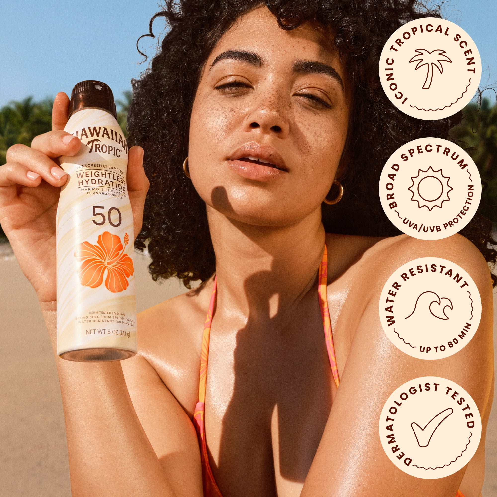 (7 pack) Hawaiian Tropic Weightless Hydration Clear Spray Sunscreen SPF 50, 6oz