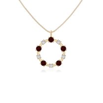 Natural Garnet Circle Of Life Pendant Necklaces for Women in 18K Yellow Gold Vermeil, January Birthstone Jewelry Gifts for Her Birthday, Anniversary, Graduation, Christmas, Mothers Day, Valentines