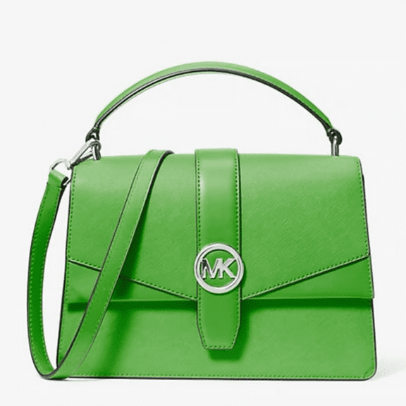 Michael Kors Outlet Greenwich Medium Saffiano Leather Satchel - Jungle Green