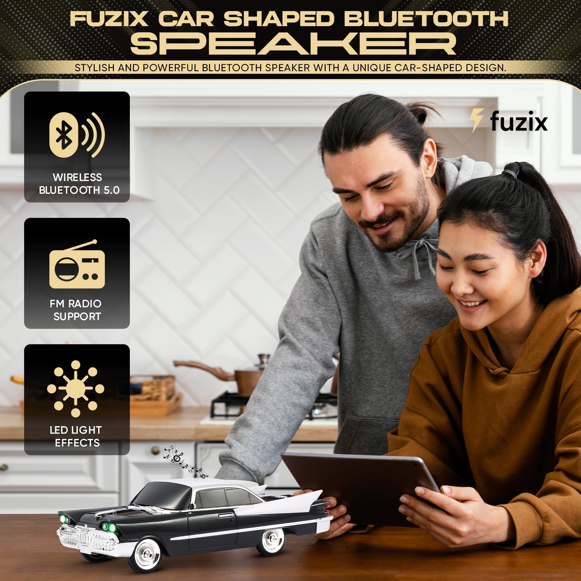 Fuzix WS- 1965 Car Bluetooth Portable Speaker with LED AUX USB FM Rechargeable