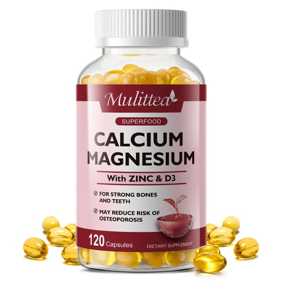 Mulittea Calcium Magnesium Zinc with D3, Bone & Muscle Support, 120 Count