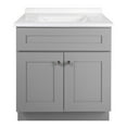 thumbnail image 6 of Design House Brookings 31" x 22" Assembled Solid Wood Bath Vanity with Camilla II Cultured Marble Centerset Top, Sherwin Williams® Gray/White, 6 of 17