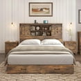 thumbnail image 7 of VanAcc King Size Wooden Platform Storage Bed Frame with 51.2" Wood Bookcase Headboard(Rustic Brown), 7 of 7