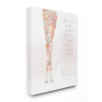 Stupell Industries Heels Inspirational Word Flower Fashion Modern Word Design Canvas Wall Art by Anna Quach