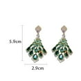 thumbnail image 5 of Hyasfey 1 Pair Drop Earrings Faux Green Feather Shape Elegant Vintage Gorgeous Gift Nonallergic Rhinestone Inlaid Dangling Earrings Fashion Jewelry, 5 of 7