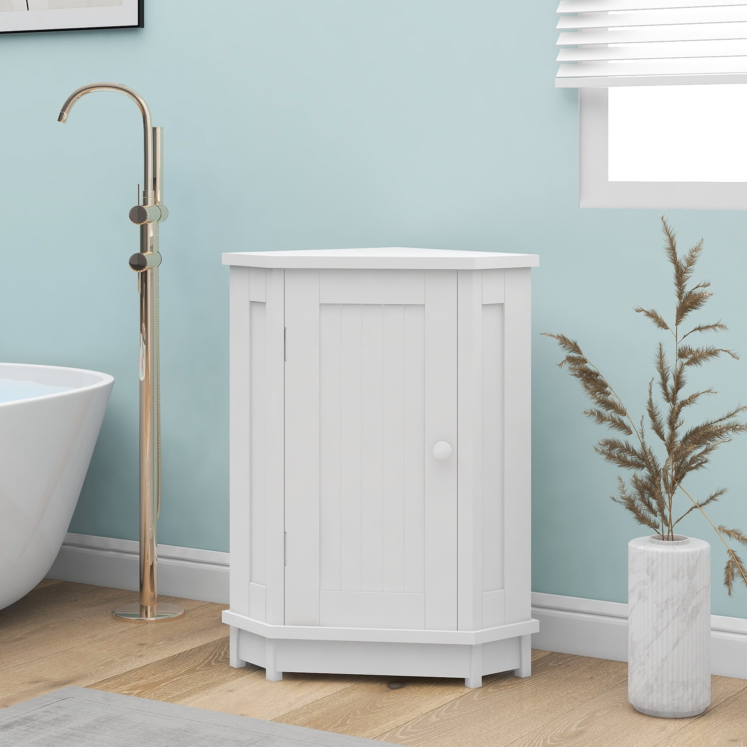 Euroco Bathroom Storage Cabinet with Adjustable Shelves, MDF Freestanding Cabinet with Doors for Bathroom, Living Room, or Laundry Room