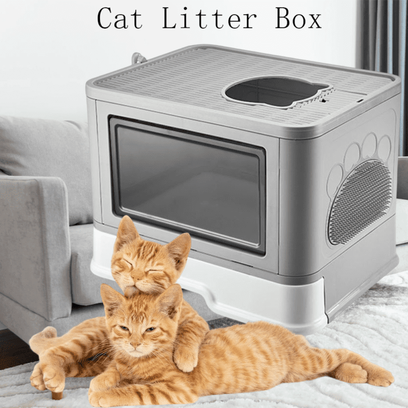 Jacgood Cat Litter Box Foldable Cat Big Litter Tray Box Sturdy Fully