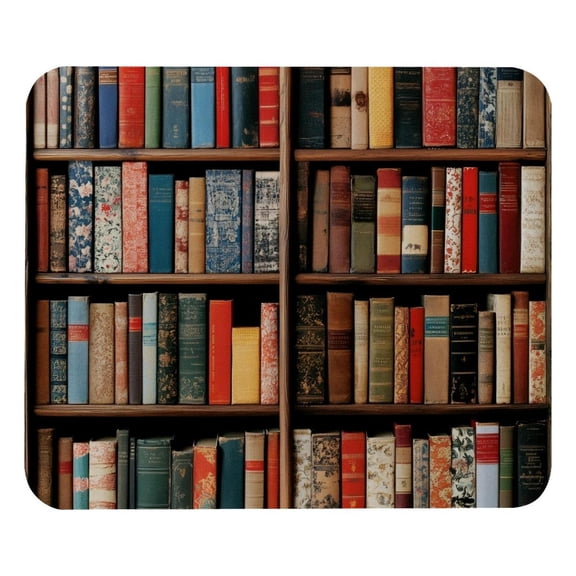 PhooArto Comfortable Mouse Pad Vintage Bookshelf Pattern Desktop Mousepad , 21 x 25 cm Mouse Mat, Non-Slip Rubber Base, Improves Speed and Precision