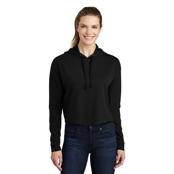 Sport-Tek Ladies PosiCharge Tri-Blend Wicking Fleece Crop Hooded Pullover LST298