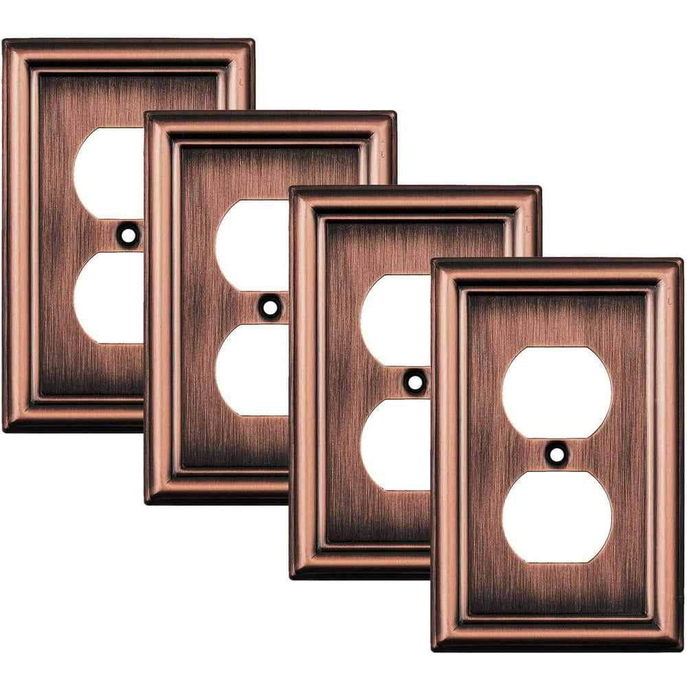 Sleeklighting 4 Pack Decorative Beveled Copper Outlet Covers 1 Gang
