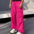 thumbnail image 6 of Smsaxvxz Men's Baggy Cargo Pants Trendy Casual Elastic Waist Drawstring Loose Fit Joggers Pant with Pockets Hot Pink XXL, 6 of 8