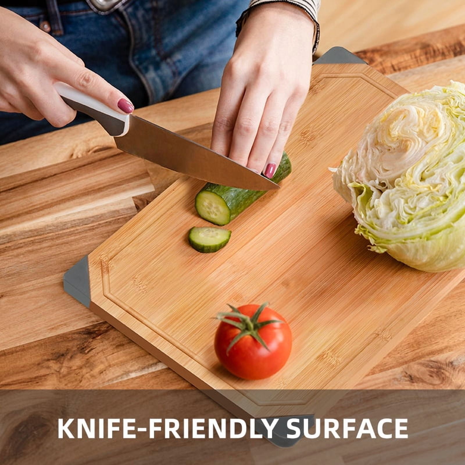 Empune Bamboo Cutting Board, 19"×14" Extra Large Wood Chopping Board for Kitchen, Deep Juice Groove and Built-in Handles, 2XL