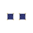 thumbnail image 3 of Clara Pucci 1.5Ct Tanzanite Princess Cut VVS1 Push Back Stud 14k Solid hypoallergenic Gold Designer Earrings For December, 3 of 7