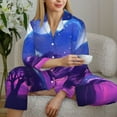 thumbnail image 5 of KLL Dreamy Colorful Starry Sky Print Women's Long Sleeve Pajamas with Pants Sleepwear Loungewear 2 Set-X-Large, 5 of 7