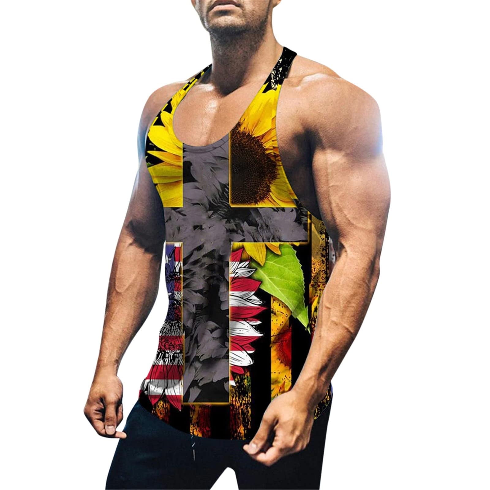 Aueoeo Mens 4th of July Tank Top USA 