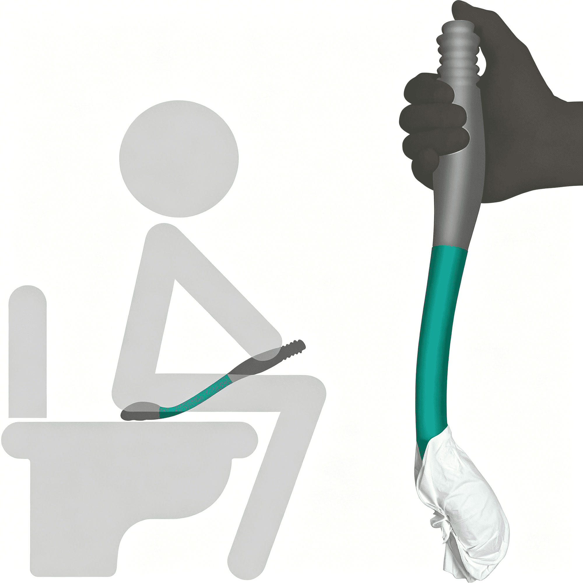 XIRQI Butt Wiper Tool,15.7" Long Reach Wiping Aid,Toilet Aid for Disabled,Overweight,Limited Mobility,And Those Recovering from Back Surgery,Enables Independence