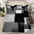 thumbnail image 2 of Feelyou Grey Square Geometric Bed Sheets, Vintage Artwork Abstract King Sheets, Chic Rectangle Sheet Set, Lightweight Room Decor, 4-Piece, 2 of 7