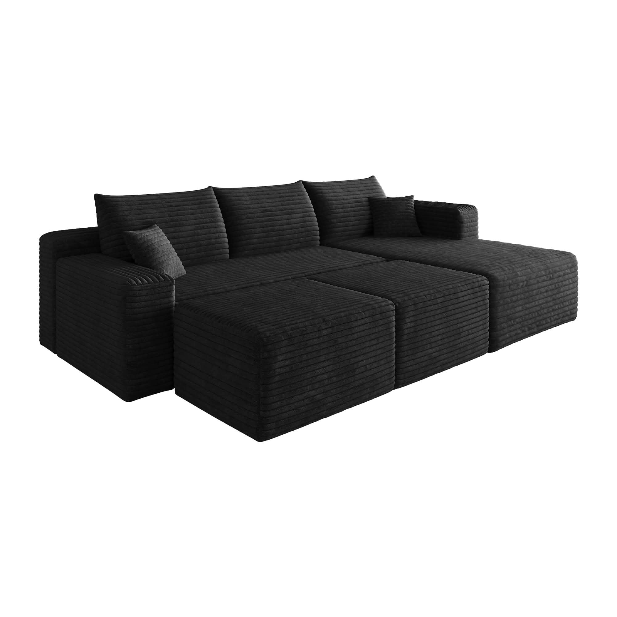 MAYEERTY 95 Inch U‑Shaped Cloud Sectional Sofa with 2 Ottomans, Modern Deep‑Seat Corner Couch, Plush Corduroy Reversible Sofa, No‑Assembly for Living Room Bedroom Apartment