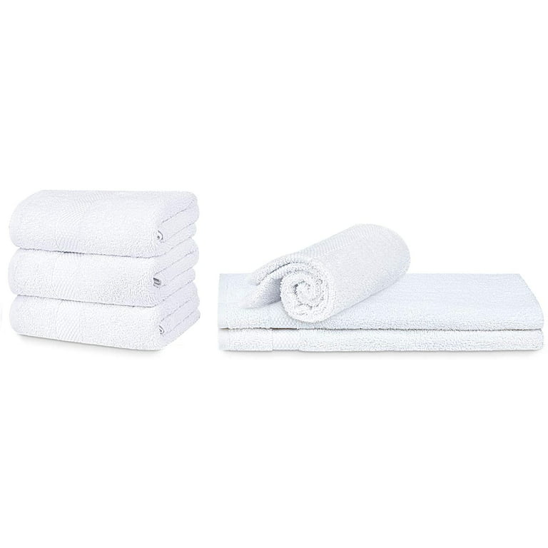 White Classic Luxury Hand Towels for Bathroom-Hotel-Spa-Kitchen-Set -  Circlet Egyptian Cotton - 16x30 Inches - Set of 6 (Lavender)