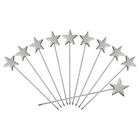 Uxcell 10 Pcs Cocktail Sticks with Stainless Steel, Stainless Steel Fruit Sticks, Star, Silver