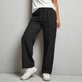 thumbnail image 6 of Abomasnow Women's Cotton and Linen Cargo Pants Elastic High Waist Drawstring Wide Leg Pants Casual Workwear Joggers Pants with Pockets, 6 of 8