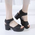 thumbnail image 4 of Sandalias de plataforma de verano estilo romano peep toe tacones altos sandalias de tacón grueso muffin zapatos de mujer, 4 of 6