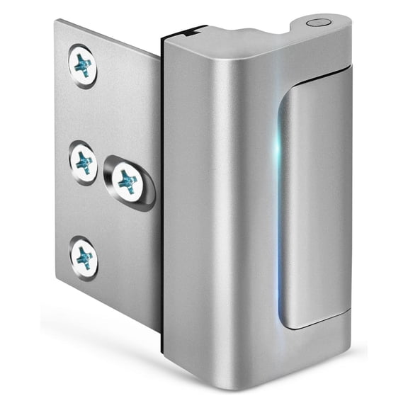 Home Security Childproof Door Reinforcement Lock with 8 Screws and 3 Inch Stop Withstand 800 lbs for Inward Swinging Door, Upgrade Night Lock to Defend Your Home (Silver)