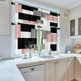 thumbnail image 2 of Pink Kitchen Curtains Black Grey Window Curtains Valance and Tier Set 36 Inch, White Modern Rod Pocket Short Tier Curtain for Bathroom, Abstract Art Small Cafe Curtains for Decor, 2 of 6