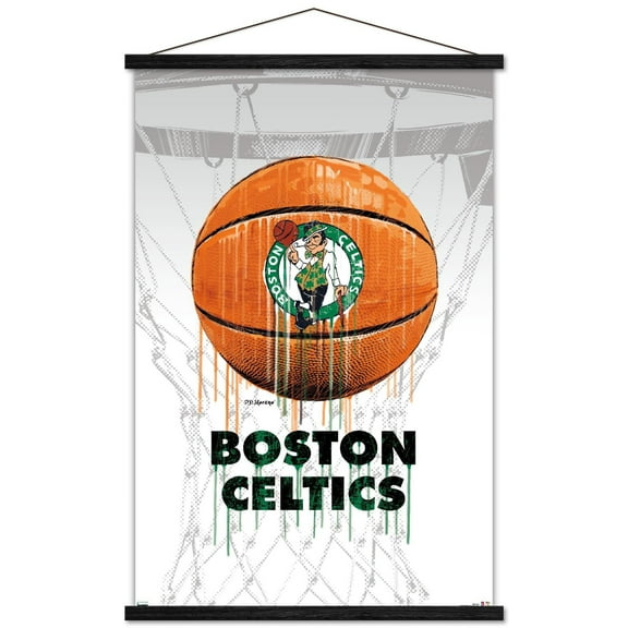 NBA Boston Celtics - Drip Ball 20 Wall Poster with Wooden Magnetic Frame, 22.375" x 34"