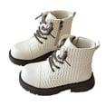 thumbnail image 2 of GobdXE Ankle Boots Solid Croc Embossed Lace Up Side Zipper Thick Lug Sole Casual Shoes White,9-9.5 Years, 2 of 9