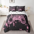 thumbnail image 2 of jejeloiu 3D Console Gamer 7pcs Bedding Comforter Set,Modern Video Game Queen Bedding Sets,Pink Black Queen Sheet Sets For Boy,Super Cozy Room Decor Reversible, 2 of 8