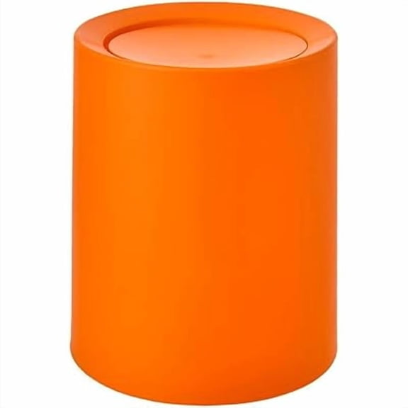 Liulin 2 Gallon Small Trash Can, Plastic Garbage Can with Swing Lid, Multipurpose Trash Bin for Kitchen, Bathroom, Bedroom and Office, Waste Basket, Orange