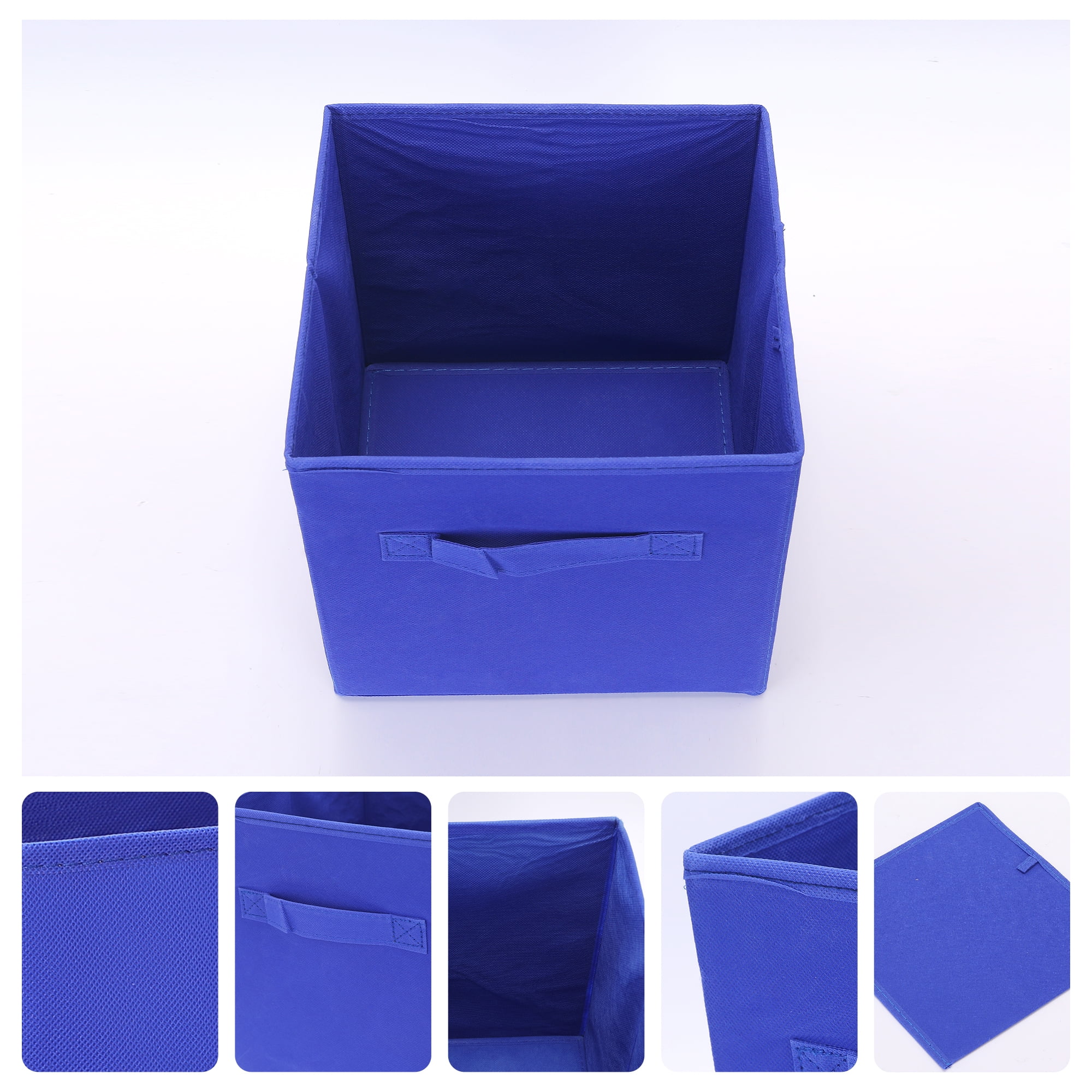 Unique Bargains Fabric Storage Cube Storage Bin Dark Blue 11*10.6*10.6in