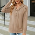 thumbnail image 6 of Turilly Hoodies for Women New Solid Hooded Button Pullovers Top Womens Loose Long Sleeve Sweater Tops, 6 of 6