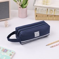 Clearance Under $1 InsCrazy Pencil Pouch Double-layer Cloth Pencil Case Large Capacity Double-pull Pencil Case Students Portable Zipper Portable Pencil Case
