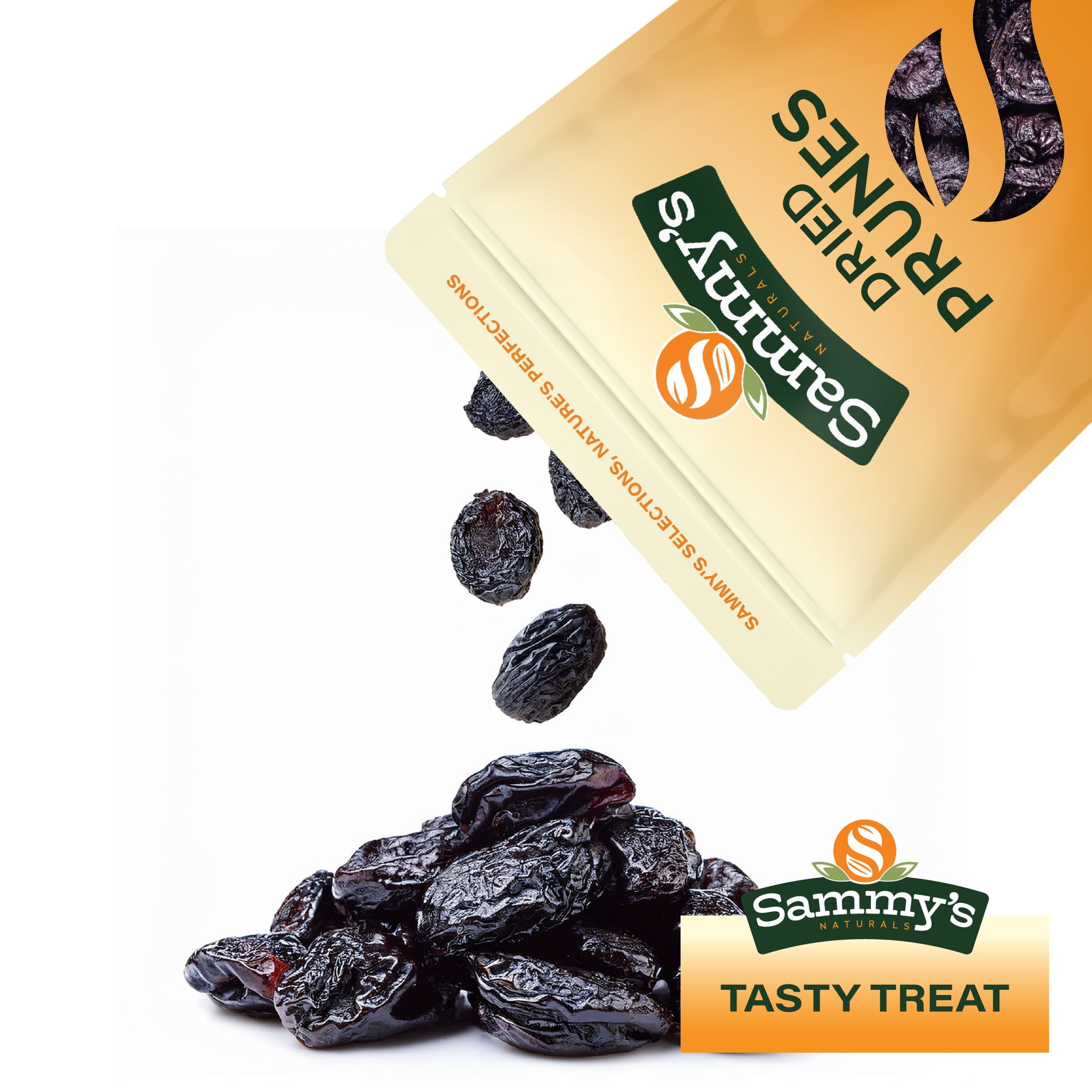 Sammys Naturals Pitted Dried Prunes (Dried Plums), No Sugar Added, Non-GMO Kosher (32oz - 2 lbs)
