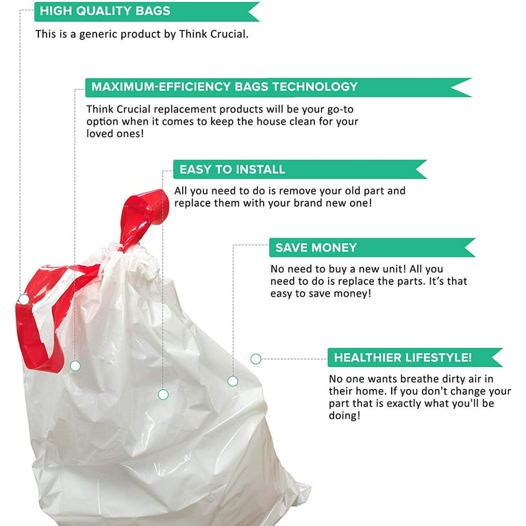 40pk Replacement Durable Garbage Bags, Fits Simplehuman¨ Ôsize ''B''Ô, 6L /  1.6 Gallon