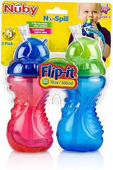 Nuby 2 Pack No-Spill Flip-It Cup, Blue/Red, 10-Ounce - Walmart.com