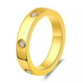 thumbnail image 2 of 4mm Rose Gold/Silver/Gold Band Women Titanium Steel AAA CZ Wedding Rings Sz 6-10, 2 of 6
