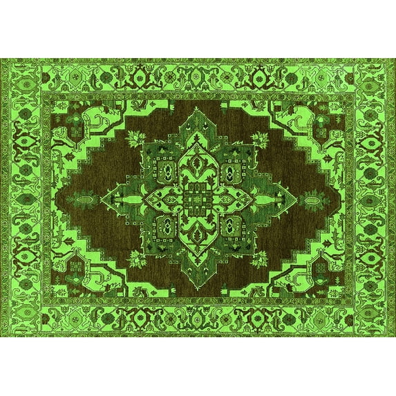 Ahgly Company Indoor Rectangle Oriental Green Industrial Area Rugs, 3' x 5'