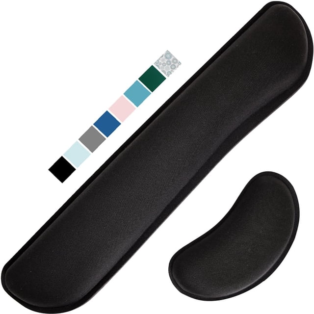 Set de reposamuñecas Gorilla Grip, gel sedoso, espuma viscoelástica, color negro