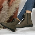 thumbnail image 5 of jsaierl British Style Solid Color Lace-up Boots Side Zip Casual Wedge Heel Women's Boots, 5 of 9