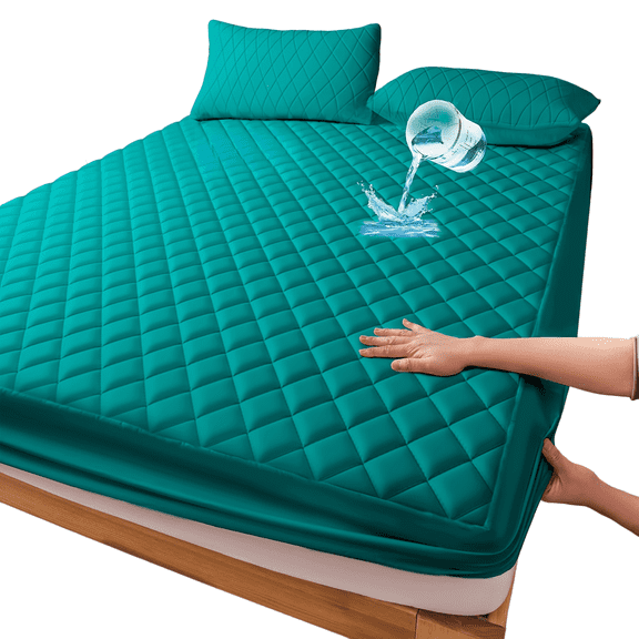 OKG Fitted Mattress Protector, Waterproof Quilted Deep Pocket, Green Full