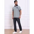 thumbnail image 5 of DARING DIVA Men's Short Sleeve Western Retro Stretch Color-Block Polo Shirts 2XL Gray, 5 of 7