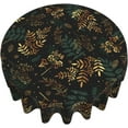 thumbnail image 2 of Green Gold Leaf Christmas Tablecloth Round 60 In Vintage Plant Leaves Botanical Decorative Table Cloth Washable Wrinkle Stain-Resistant Polyester Farmhouse Holiday Black Table Cover For Party Dinner, 2 of 6