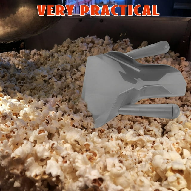 OULII Plastic Popcorn Scoop with Handle for Outdoor Use Ergonomic Design Reusable Grey Kitchen Scoop