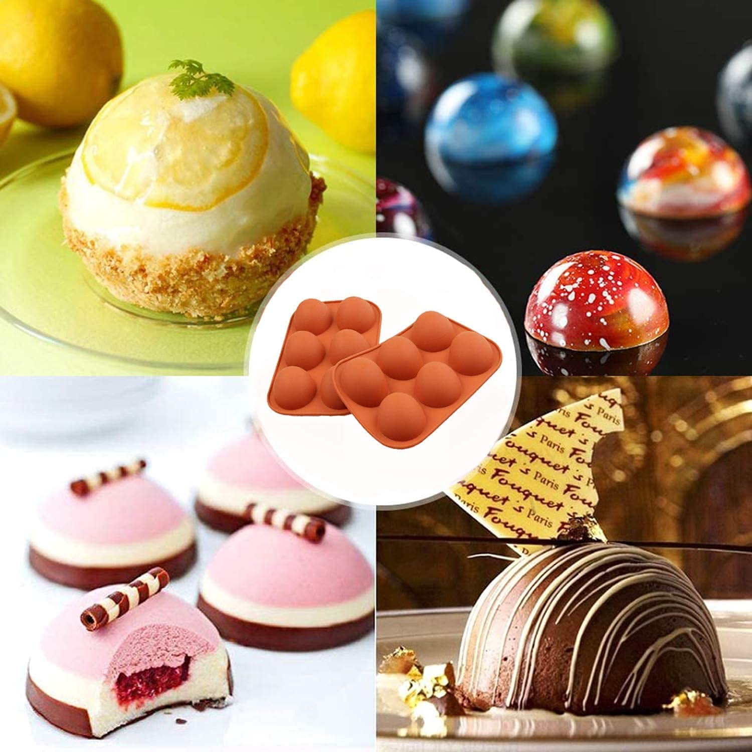 Lot De 4 Moules Ronds En Silicone Demi-sphère Pour Gâteaux, Gelée, Savon, Pain, Bonbons Pour La Cuisson Au Chocolat