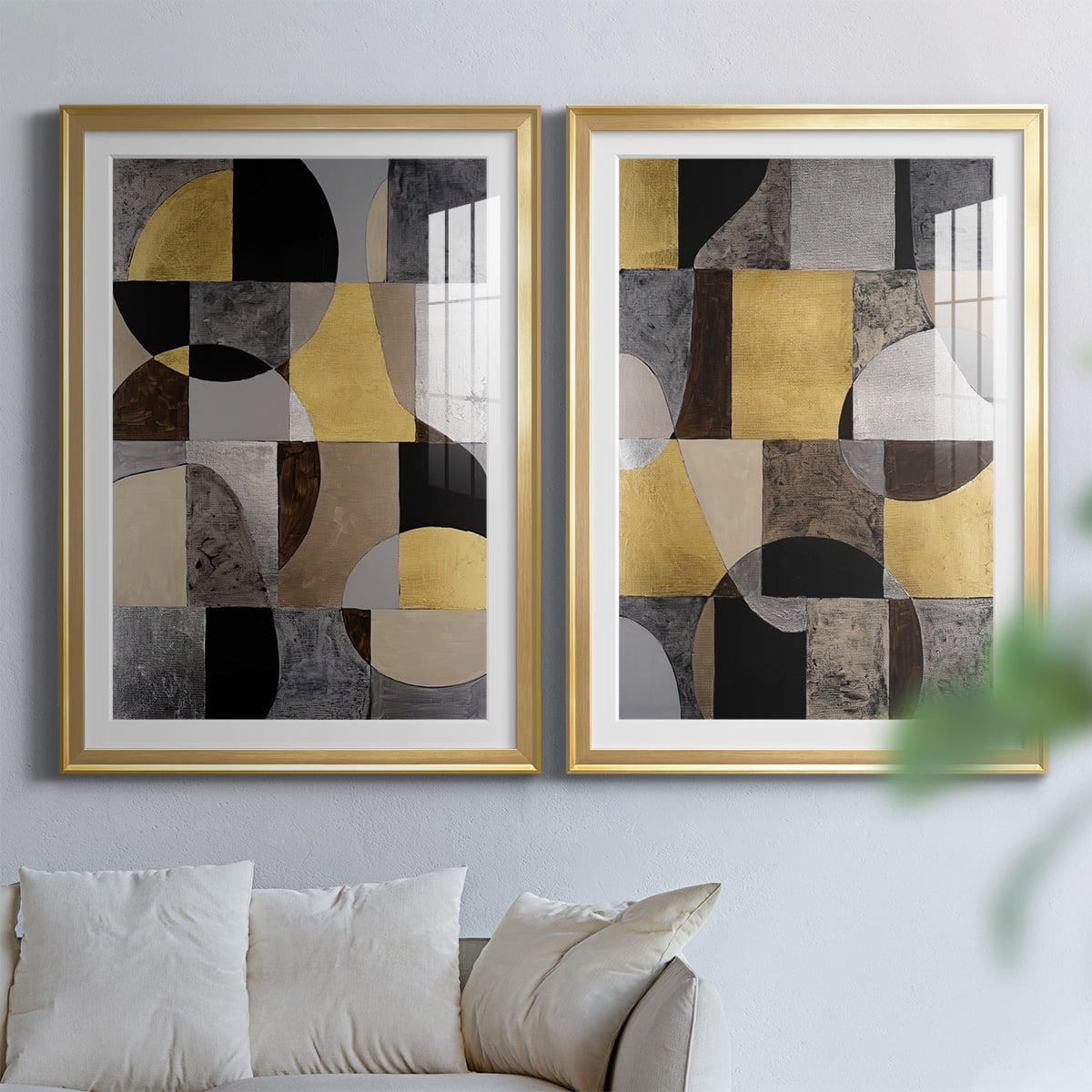 Wexford Home Neutral Framework I Premium Framed Print, 26.5" x 36.5" - Ready to Hang, Gold (Set of 2)